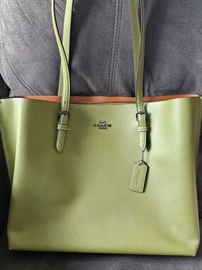 Coach Olive Green Leather Tote Bag